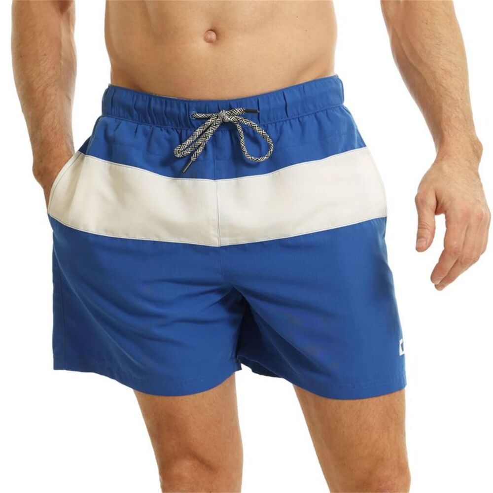RIPT Essentials Mens Contrast Striped Swim Shorts / Royal Blue/White